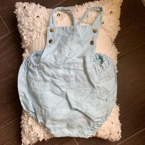 James Vincent Designs Blue Linen Romper 3T GUC